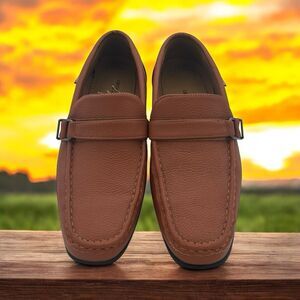 AKADEMIKS Men's Camel Vegan Leather Roger Slip-On Driving Loafers SZ 12